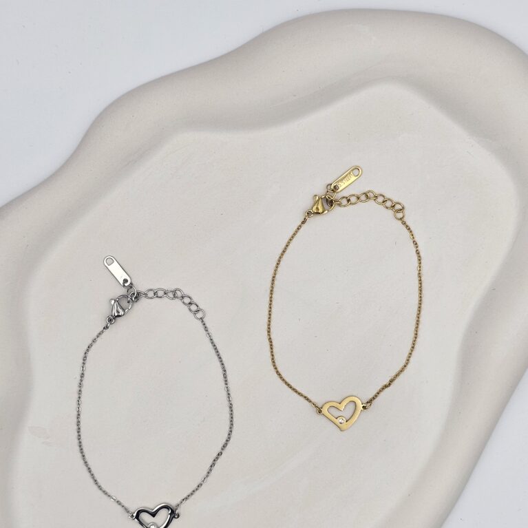 Βραχιόλι καρδιά ανοξείδωτο ατσάλι επιχρυσωμένο και επιπλατινωμένο v60
