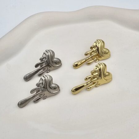 Σκουλαρίκι καρδιά ανοξείδωτο ατσάλι 3εκ επιπλατινωμένο και επιχρυσωμένο sk72