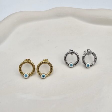 Σκουλαρίκι ματάκι ανοξείδωτο ατσάλι 1.5εκ επιπλατινωμένο και επιχρυσωμένο sk71