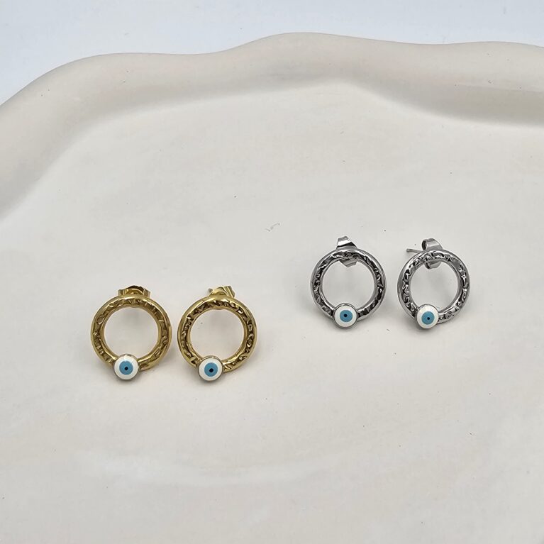 Σκουλαρίκι ματάκι ανοξείδωτο ατσάλι 1.5εκ επιπλατινωμένο και επιχρυσωμένο sk71