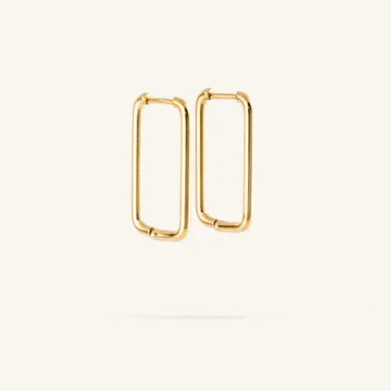 Σκουλαρίκι ορθογώνιο ανοξείδωτο ατσάλι 2.3εκ επιπλατινωμένο και επιχρυσωμένο sk74