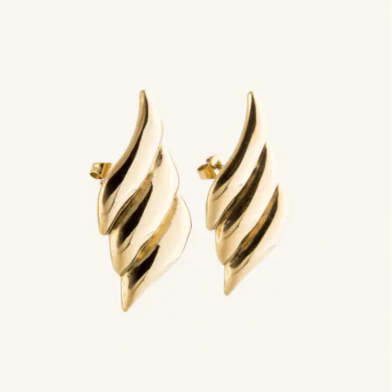 Σκουλαρίκι κυματιστό ανοξείδωτο ατσάλι 4εκ επιχρυσωμένο και επιπλατινωμένο sk73