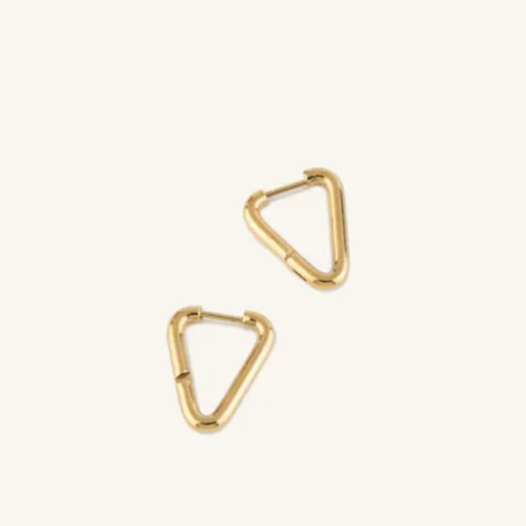 Σκουλαρίκι μικρό τρίγωνο ανοξείδωτο ατσάλι 2εκ επιπλατινωμένο και επιχρυσωμένο sk78