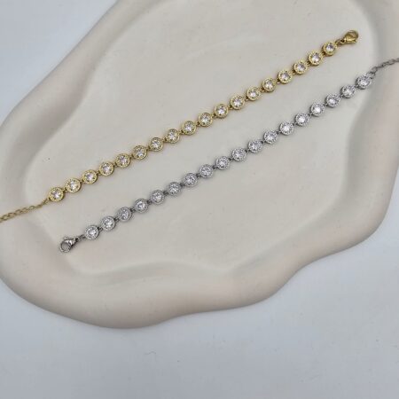 Βραχιόλι με στρογγυλά ζιργκόν ανοξείδωτο ατσάλι επιχρυσωμένο και επιπλατινωμένο v69