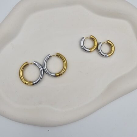 Σκουλαρίκι ανοξείδωτο ατσάλι επιπλατινωμένο και επιχρυσωμένο sk83