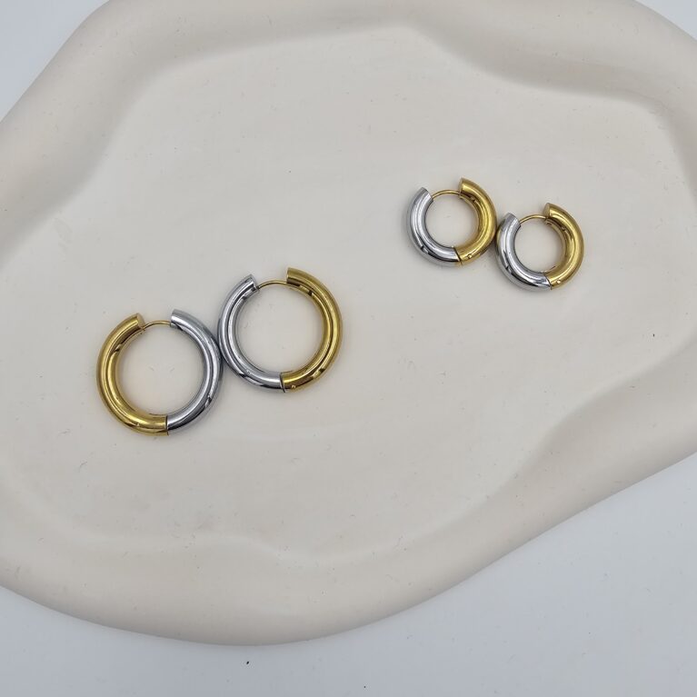 Σκουλαρίκι ανοξείδωτο ατσάλι επιπλατινωμένο και επιχρυσωμένο sk83