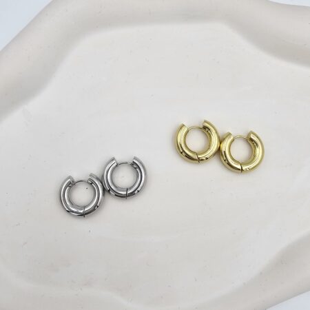 Σκουλαρίκι ανοξείδωτο ατσάλι 2×2εκ επιπλατινωμένο και επιχρυσωμένο sk84