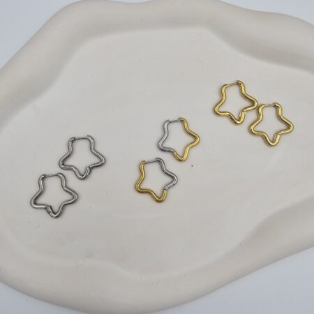 Σκουλαρίκι ανοξείδωτο ατσάλι 2.3x2.3εκ επιπλατινωμένο και επιχρυσωμένο sk86