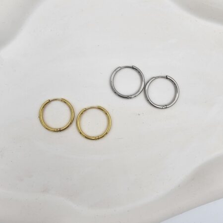 Σκουλαρίκι ανοξείδωτο ατσάλι 1.9x1.9εκ επιπλατινωμένο και επιχρυσωμένο sk89