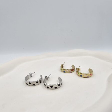 Σκουλαρίκι ανοξείδωτο ατσάλι 2εκ επιπλατινωμένο και επιχρυσωμένο sk119