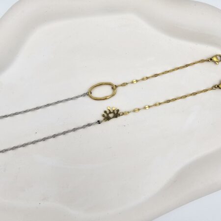 Βραχιόλι ανοξείδωτο ατσάλι επιχρυσωμένο και επιπλατινωμένο v70