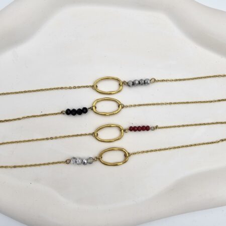 Βραχιόλι ανοξείδωτο ατσάλι οβάλ με κρύσταλλα επιχρυσωμένο v77