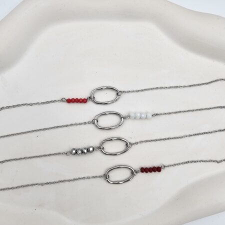 Βραχιόλι ανοξείδωτο ατσάλι οβάλ με κρύσταλλα επιπλατινωμένο v78