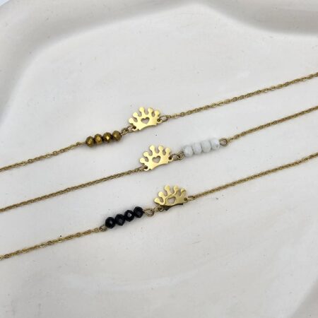 Βραχιόλι ανοξείδωτο ατσάλι κορώνα με κρύσταλλα επιχρυσωμένο v76