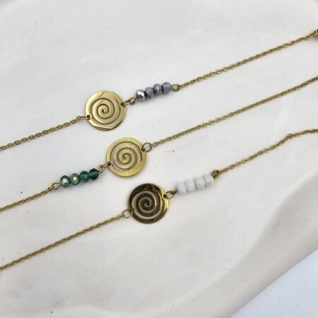 Βραχιόλι ανοξείδωτο ατσάλι σπείρα με κρύσταλλα επιχρυσωμένο v75