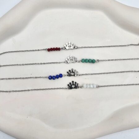 Βραχιόλι ανοξείδωτο ατσάλι κορώνα με κρύσταλλα επιπλατινωμένο v79