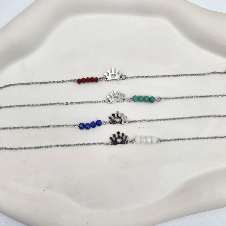 Βραχιόλι ανοξείδωτο ατσάλι κορώνα με κρύσταλλα επιπλατινωμένο v79