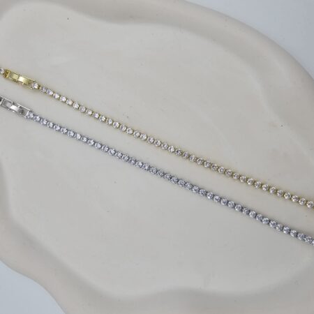 Βραχιόλι με μικρό στρας ανοξείδωτο ατσάλι επιχρυσωμένο και επιπλατινωμένο v67