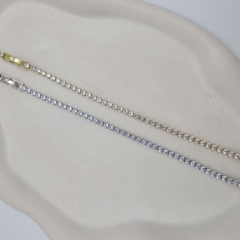 Βραχιόλι με μικρό στρας ανοξείδωτο ατσάλι επιχρυσωμένο και επιπλατινωμένο v67