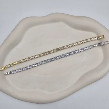 Βραχιόλι με ορθογώνια ζιργκόν ανοξείδωτο ατσάλι επιχρυσωμένο και επιπλατινωμένο v71