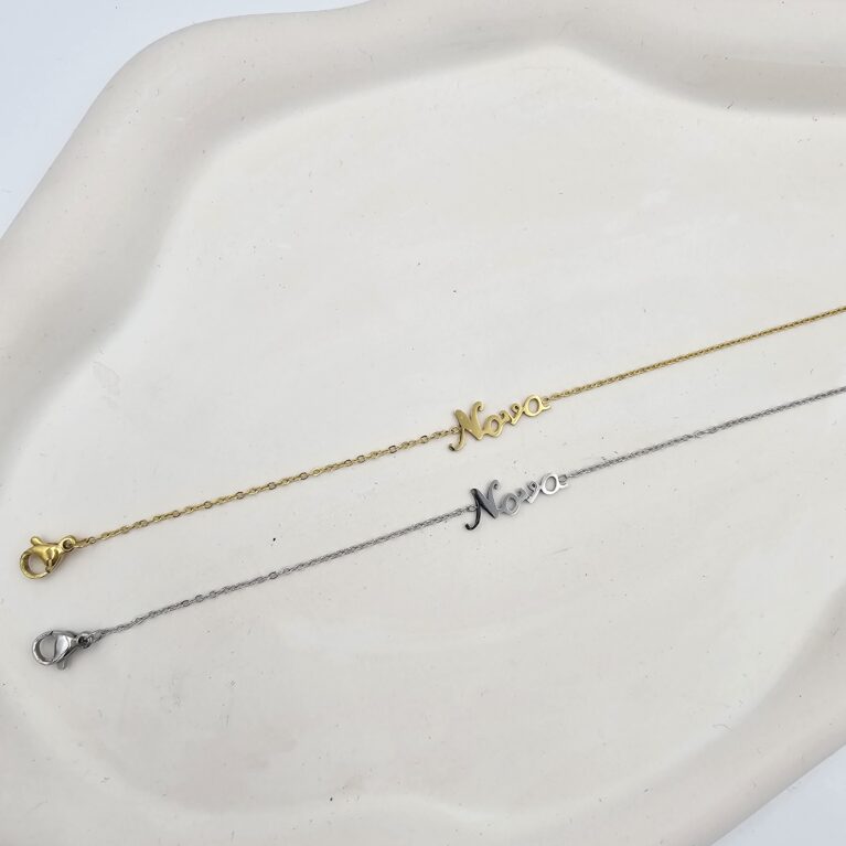 Βραχιόλι ανοξείδωτο ατσάλι “Νονά” επιπλατινωμένο και επιχρυσωμένο v73