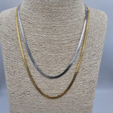 Κολιέ φίδι ανοξείδωτο ατσάλι επιχρυσωμένο και επιπλατινωμένο k81