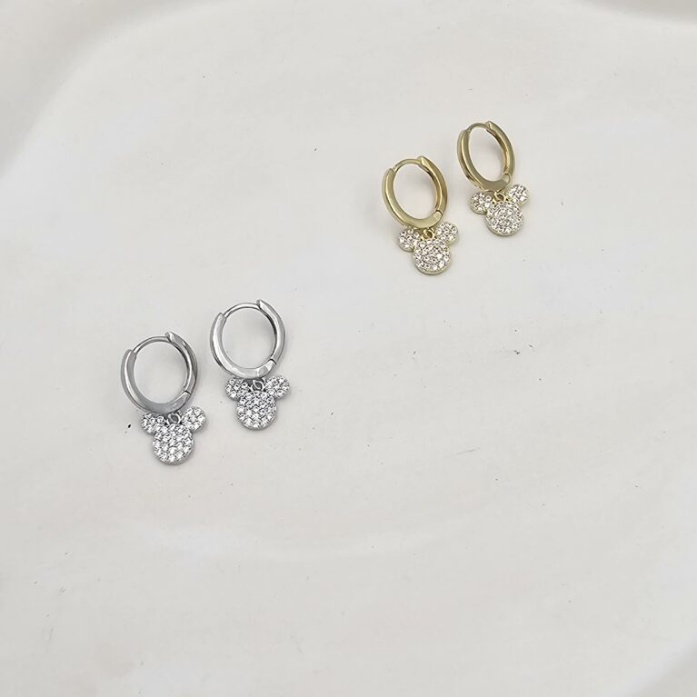 Σκουλαρίκι ορείχαλκος mickey επιχρυσωμένο και επιπλατινωμένο sk103