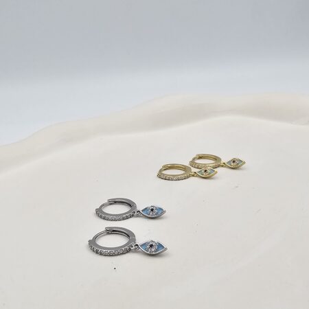 Σκουλαρίκι ορείχαλκος μάτι με στρας επιχρυσωμένο και επιπλατινωμένο sk97