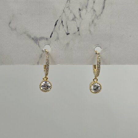 Σκουλαρίκι ορείχαλκος με ζιργκόν επιπλατινωμένο και επιχρυσωμένο sk95