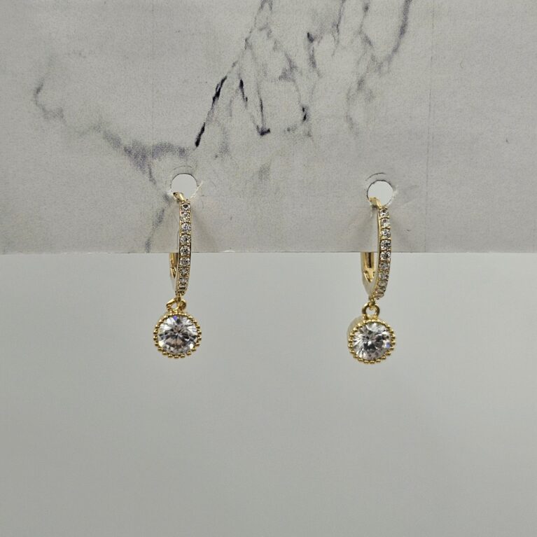 Σκουλαρίκι ορείχαλκος με ζιργκόν επιπλατινωμένο και επιχρυσωμένο sk95