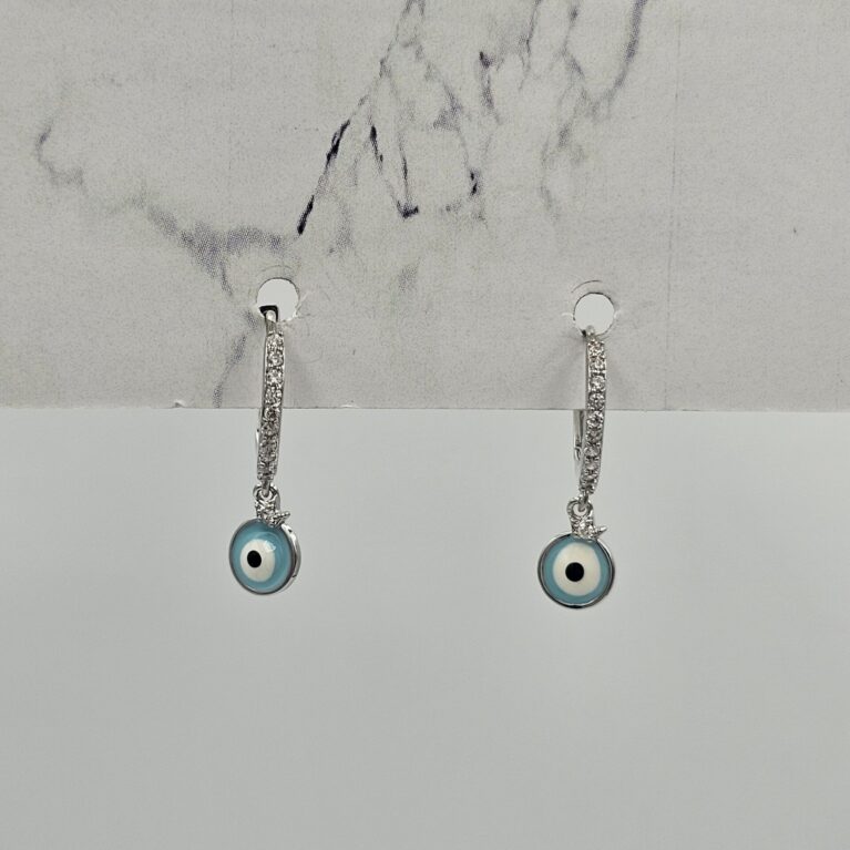 Σκουλαρίκι ορείχαλκος ματάκι επιπλατινωμένο sk98