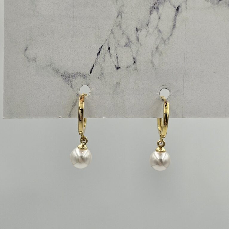 Σκουλαρίκι ορείχαλκος με πέρλα επιχρυσωμένο sk99