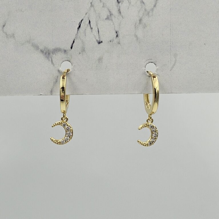 Σκουλαρίκι ορείχαλκος φεγγάρι επιχρυσωμένο sk113