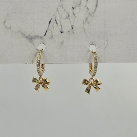 Σκουλαρίκι ορείχαλκος φιόγκος επιχρυσωμένο sk110