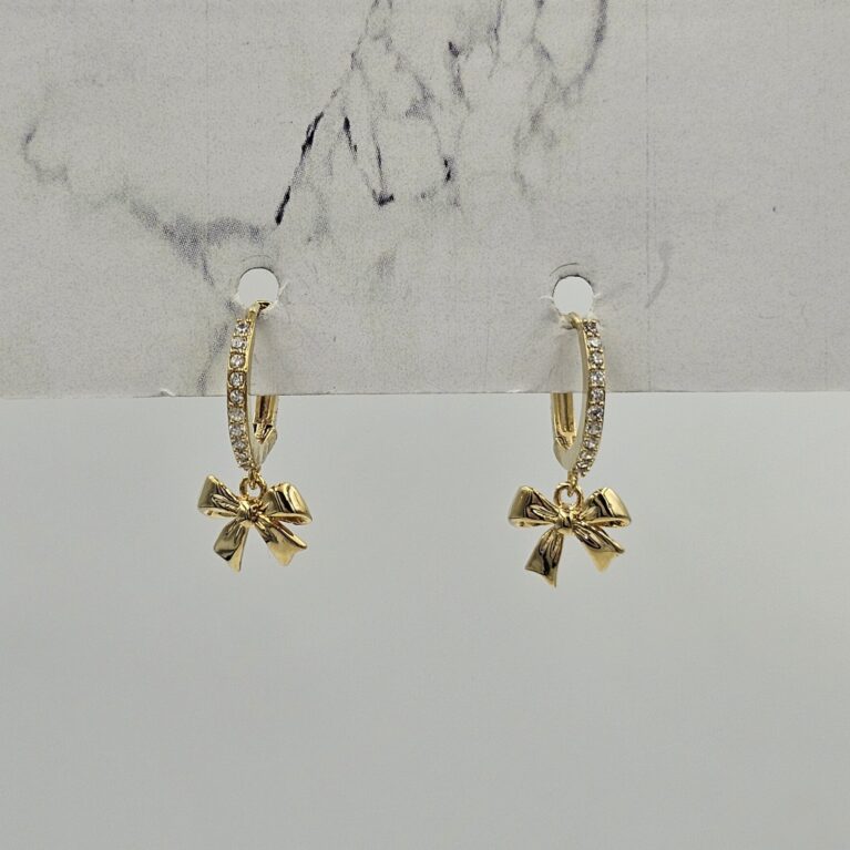 Σκουλαρίκι ορείχαλκος φιόγκος επιχρυσωμένο sk110