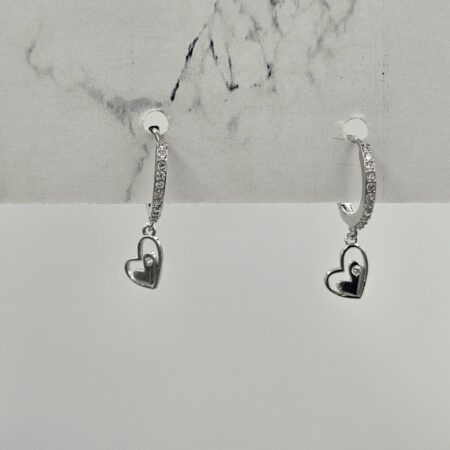 Σκουλαρίκι ορείχαλκος καρδιά επιπλατινωμένο sk107