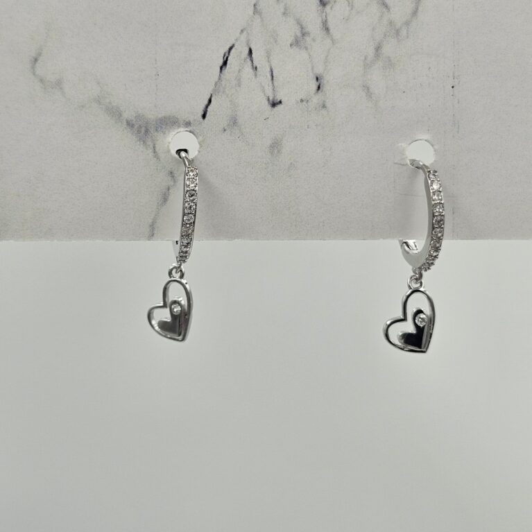 Σκουλαρίκι ορείχαλκος καρδιά επιπλατινωμένο sk107