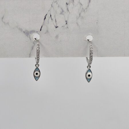 Σκουλαρίκι ορείχαλκος ματάκι oβαλ επιπλατινωμένο sk114