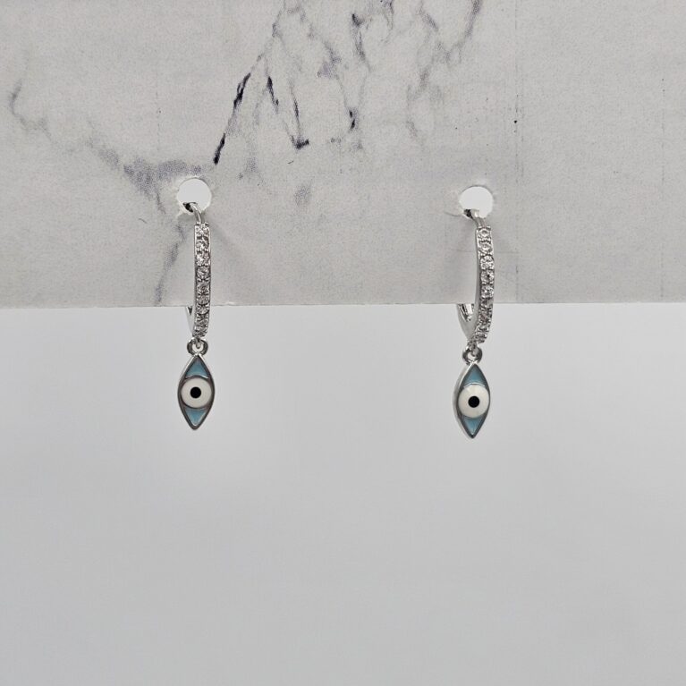 Σκουλαρίκι ορείχαλκος ματάκι oβαλ επιπλατινωμένο sk114