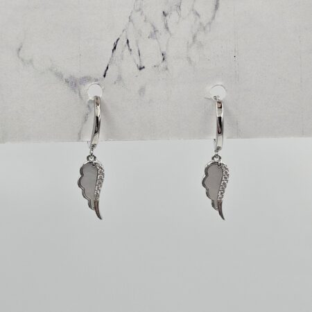 Σκουλαρίκι ορείχαλκος φτερά αγγέλου επιπλατινωμένο sk106