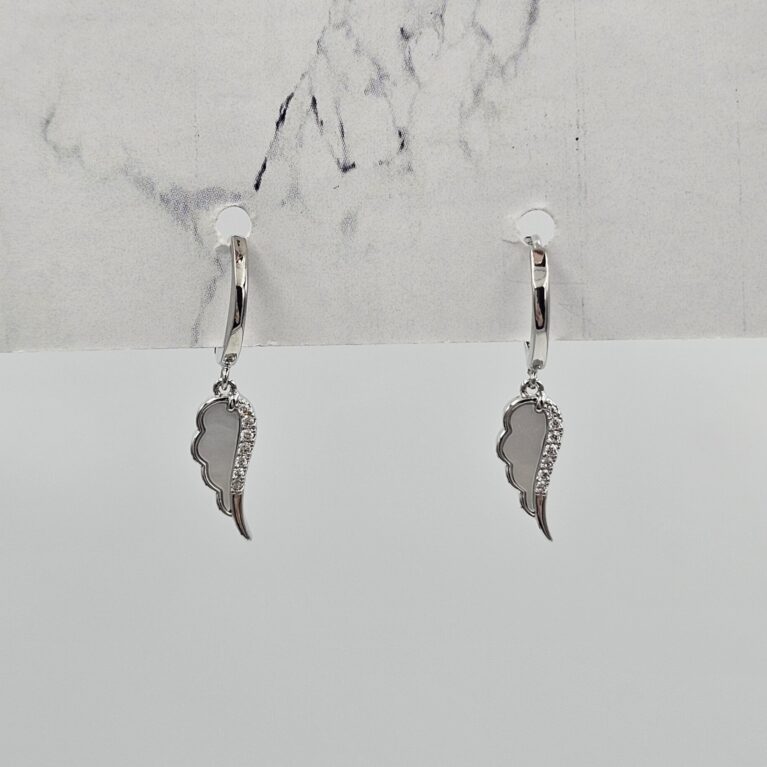 Σκουλαρίκι ορείχαλκος φτερά αγγέλου επιπλατινωμένο sk106