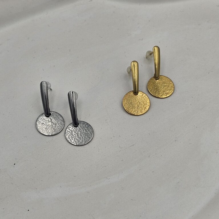 Σκουλαρίκι ανοξείδωτο ατσάλι επιπλατινωμένο και επιχρυσωμένο sk94