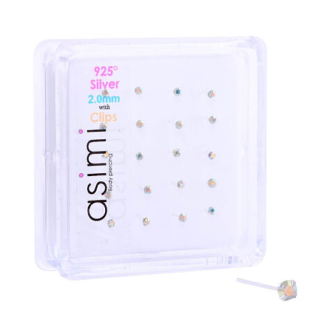 Ασημένιο σκουλαρίκι μύτης 2.00mm ιριδίζον m01