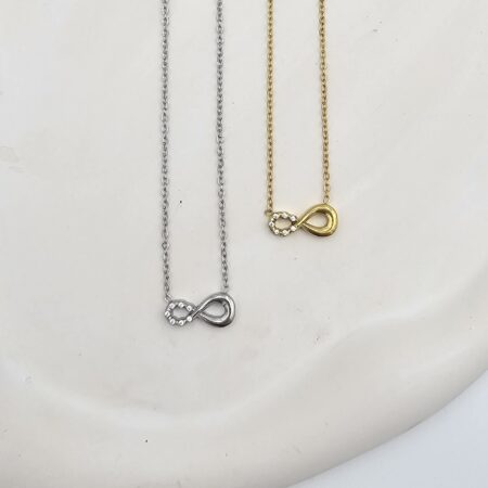 Κολιέ άπειρο ανοξείδωτο ατσάλι με στρας επιχρυσωμένο και επιπλατινωμένο k104