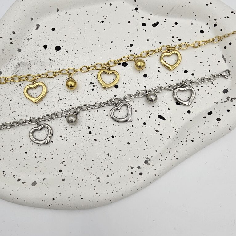 Βραχιόλι με charms ανοξείδωτο ατσάλι επιχρυσωμένο και επιπλατινωμένο v83