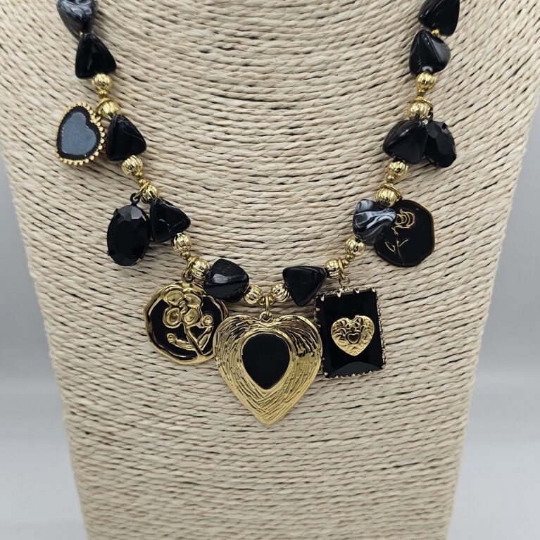 Κολιέ με charms ανοξείδωτο ατσάλι επιχρυσωμένο k110