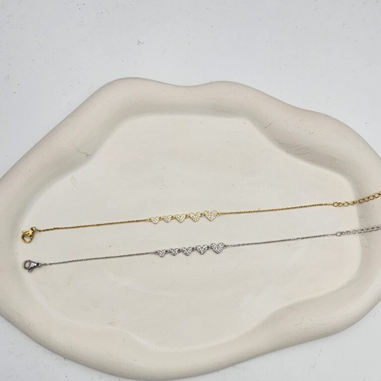 Bραχιόλι σειρά καρδιές ανοξείδωτο ατσάλι επιπλατινωμένο και επιχρυσωμένο v88