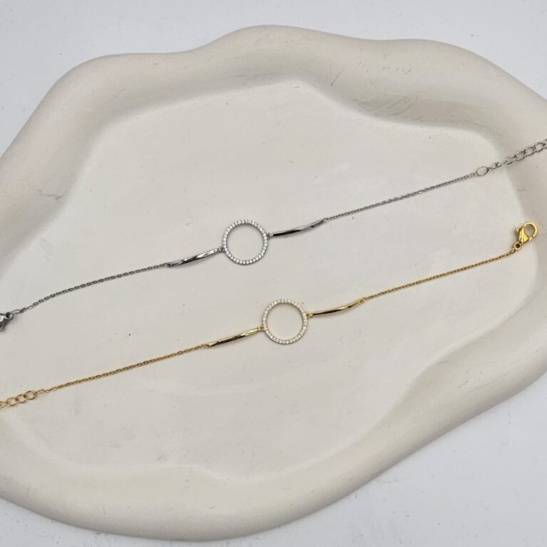 Bραχιόλι κύκλος ανοξείδωτο ατσάλι επιπλατινωμένο και επιχρυσωμένο v90