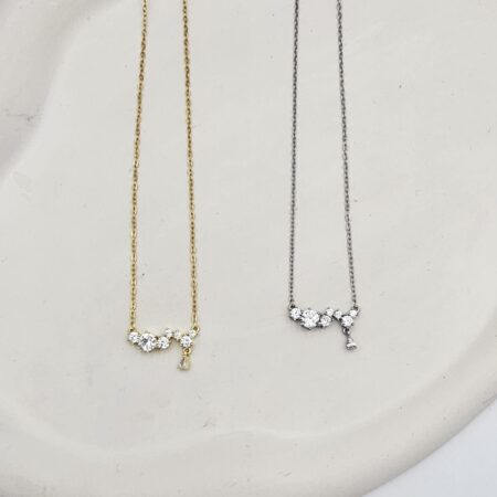 Κολιέ ανοξείδωτο ατσάλι με πέτρες ζιργκόν επιχρυσωμένο και επιπλατινωμένο k127