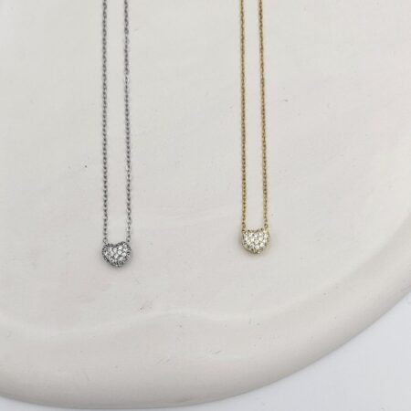 Κολιέ μικρή καρδιά με στρας ανοξείδωτο ατσάλι επιχρυσωμένο και επιπλατινωμένο k119